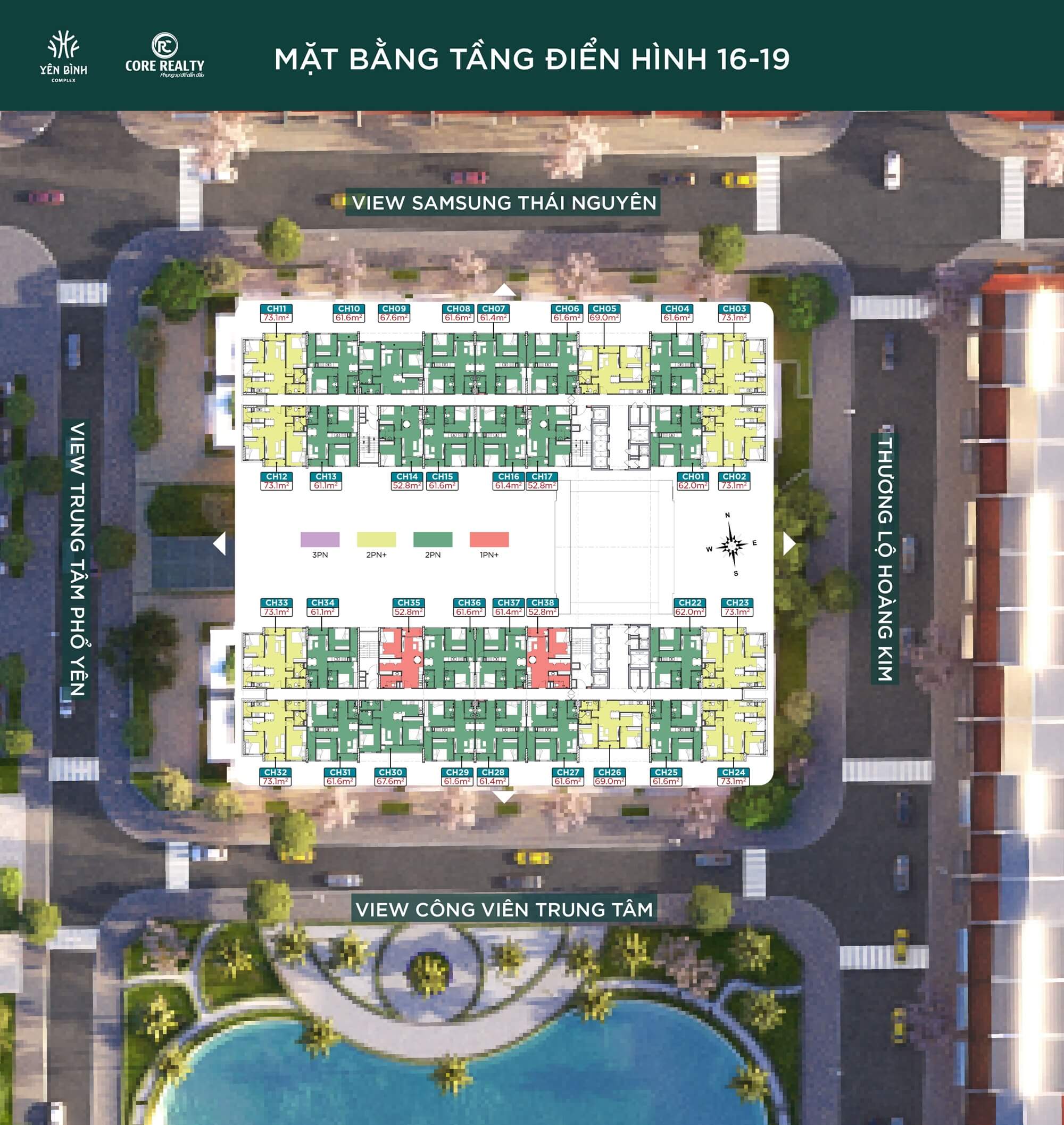 mặt bằng dự án yên bình complex thái nguyên