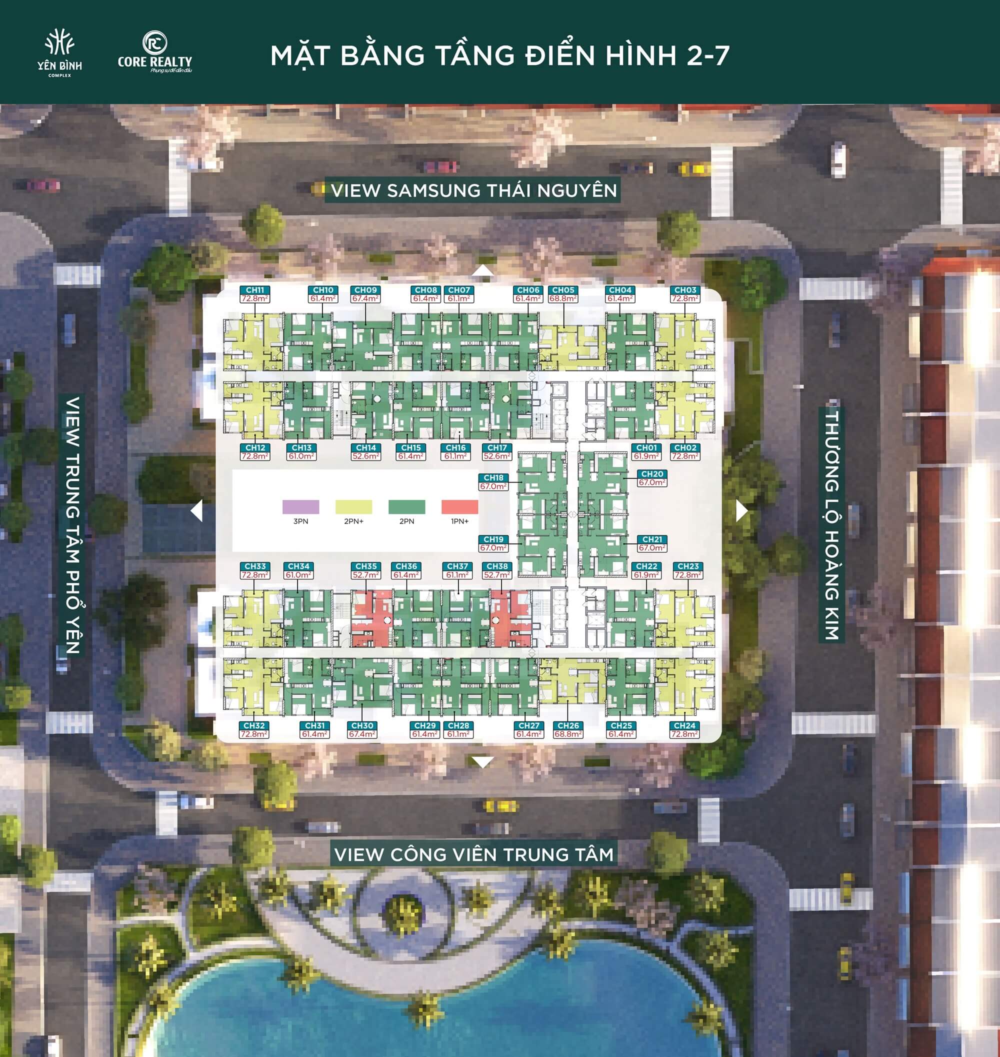 mặt bằng dự án yên bình complex thái nguyên