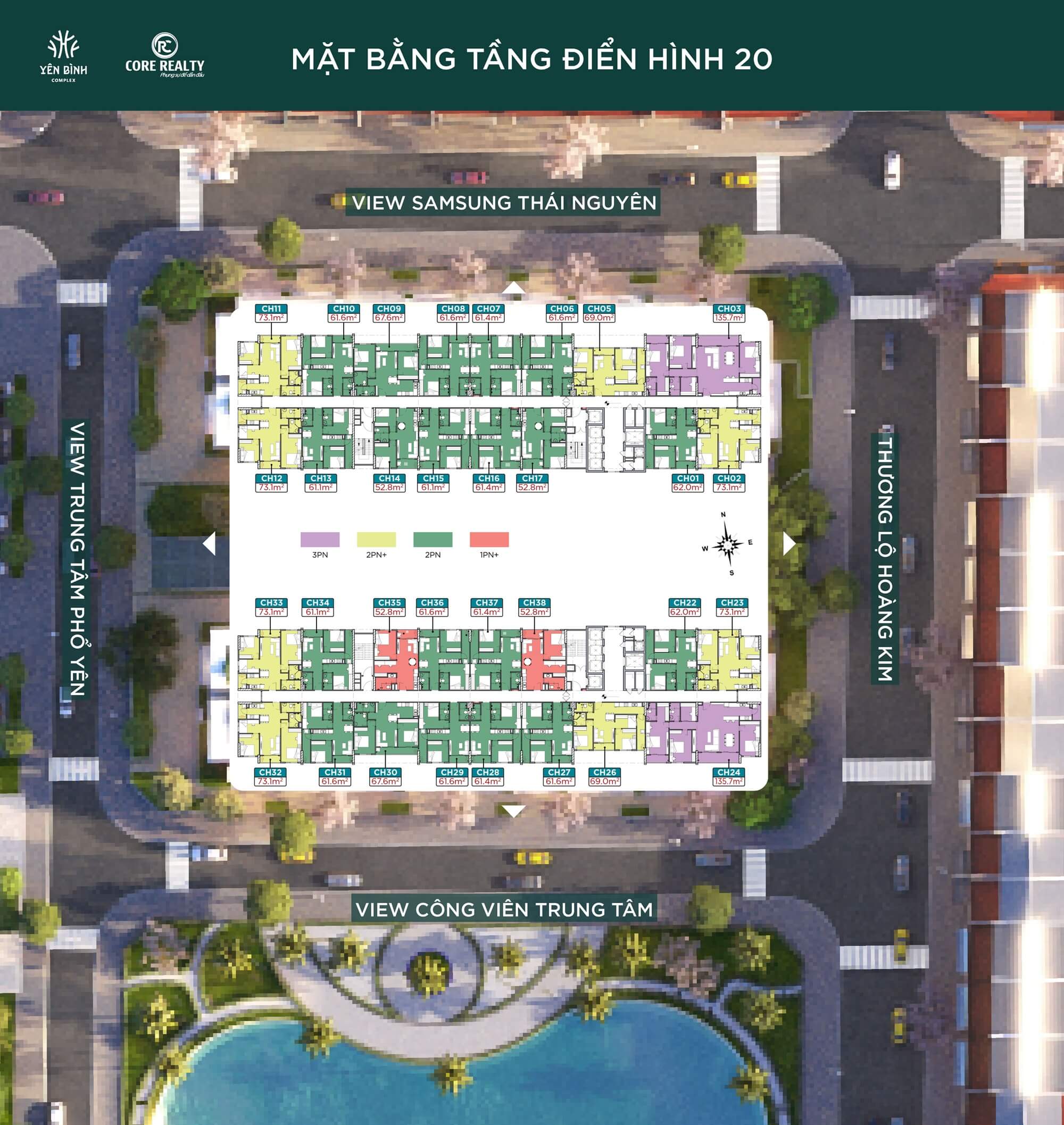 mặt bằng dự án yên bình complex thái nguyên