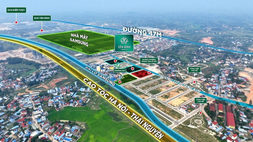 vị trí dự án yên bình complex thái nguyên